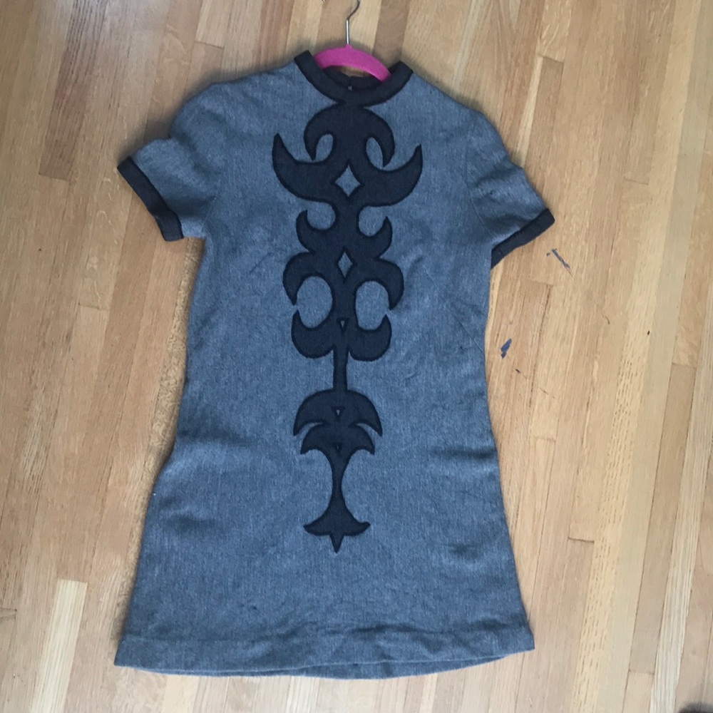 Vintage wool mini dress with appliqué. Sz Xs/s - Picture 4 of 13
